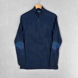 Smartwool Pullover Mens Large Blue Intraknit 200 1/4 Zip Thermal Base Layer